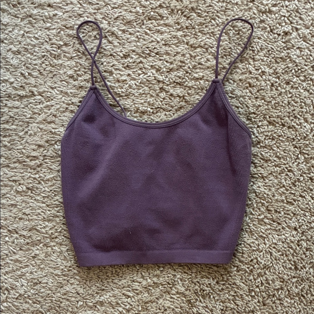 Purple Spaghetti Strap Crop Top